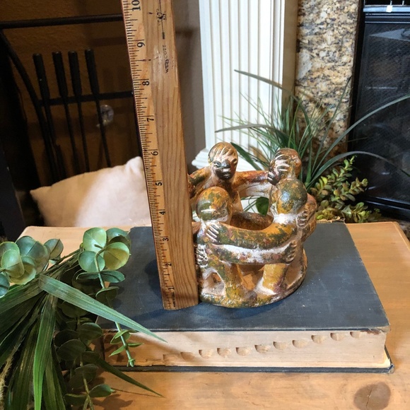 Circle of Friends Sculpture Candle Holder Aztec Mexico Folk Art Clay Pottery - Picture 5 of 6